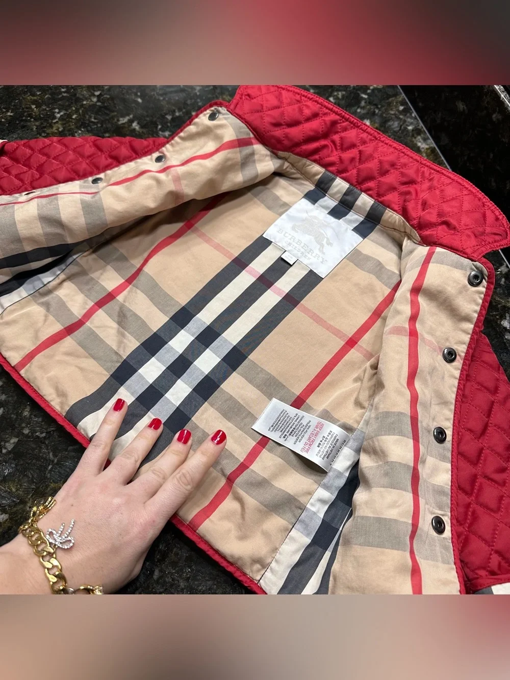 Authentic BURBERRY Quilted Jacket Boy Girl Cherry Children Nova Kids 9-12 Months
